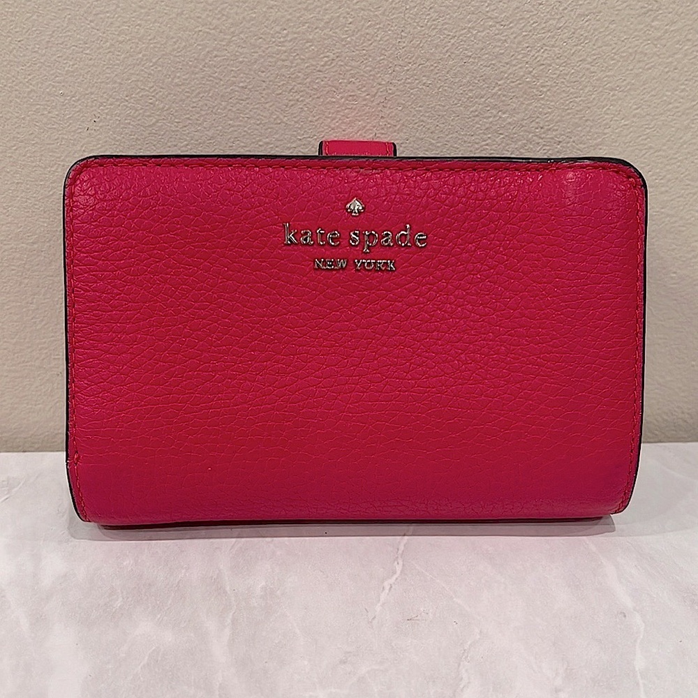 Kate Spade hot pink pebbled leather continental wallet